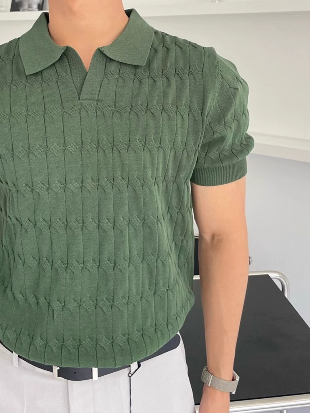 MV Slim-Fit Knitted Polo T-Shirt