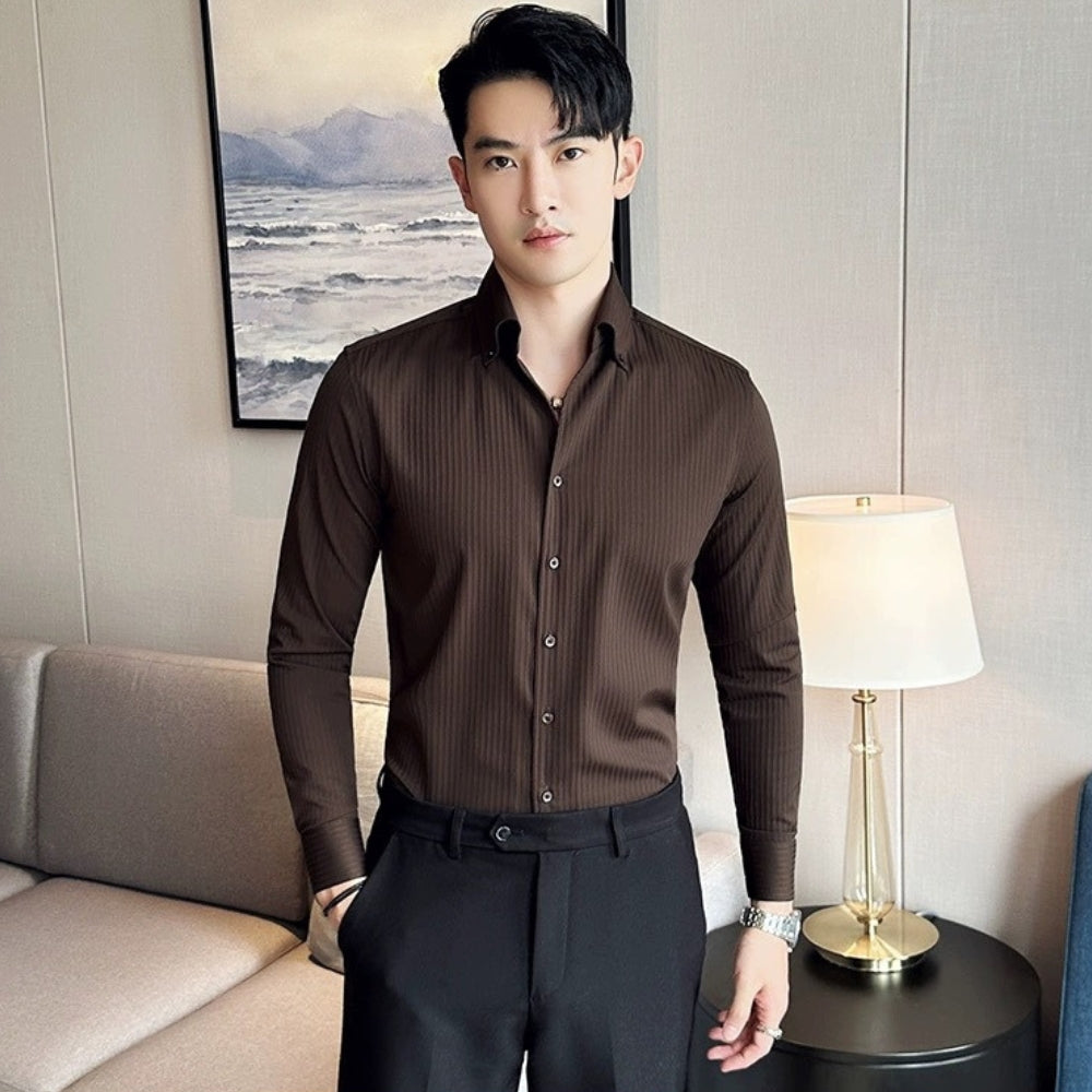 MV Non-Wrinkle Athletic Collar Striped Shirt