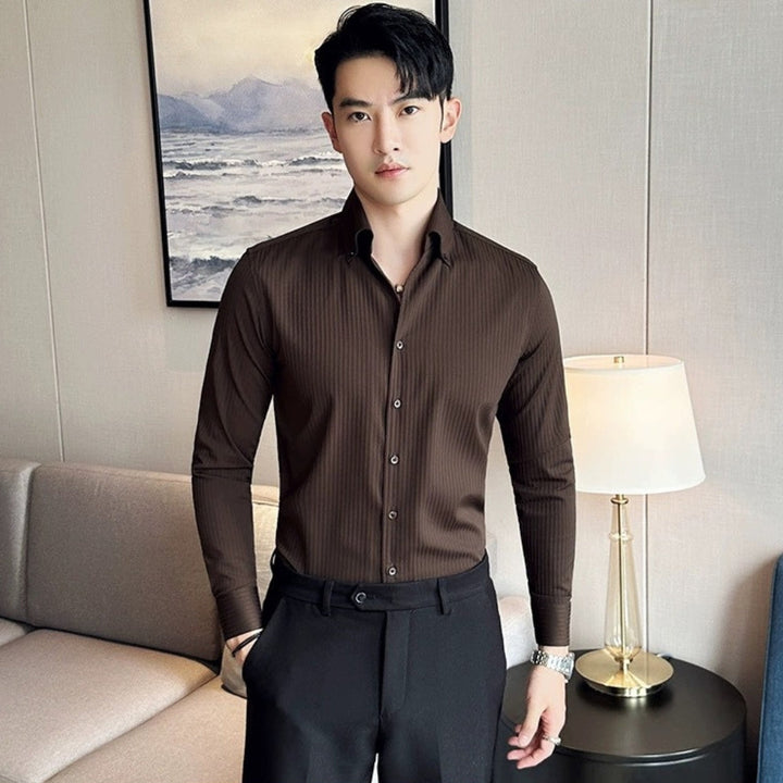 MV Non-Wrinkle Athletic Collar Striped Shirt