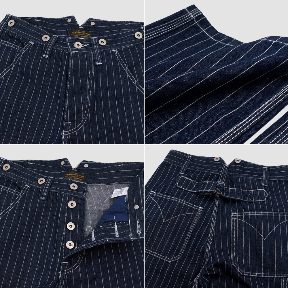 MV Wide-Leg Striped Railway Jeans Pants