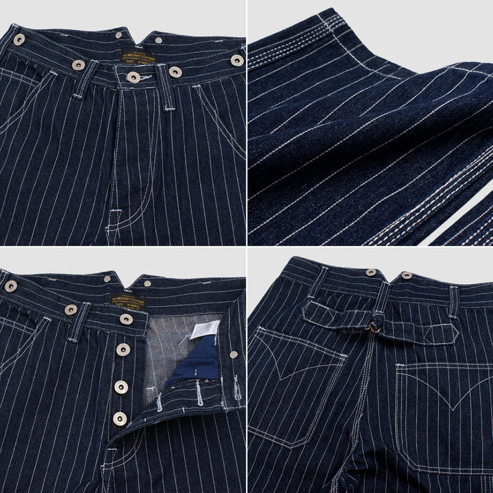 MV Wide-Leg Striped Railway Jeans Pants