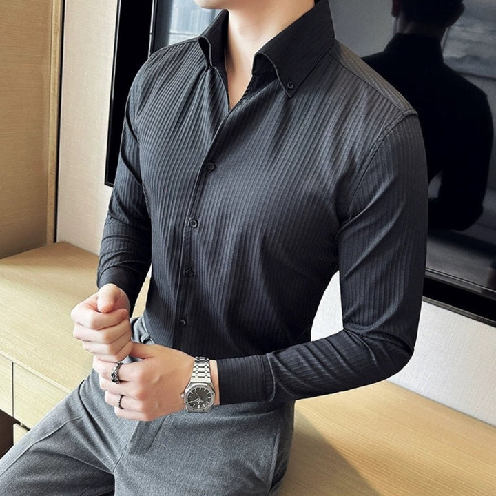 MV Non-Wrinkle Athletic Collar Striped Shirt