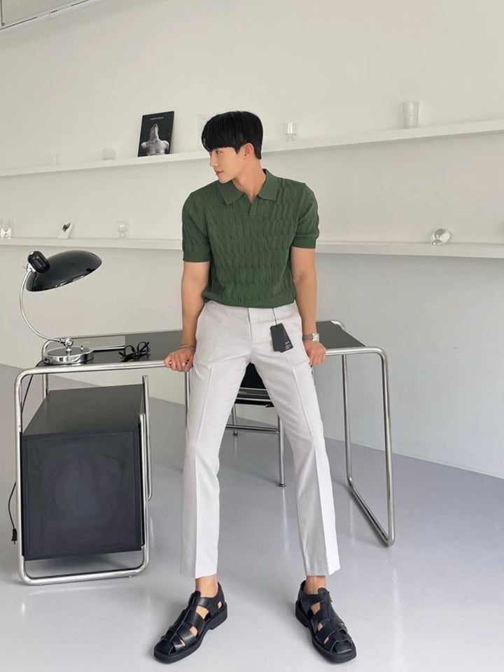 MV Slim-Fit Knitted Polo T-Shirt