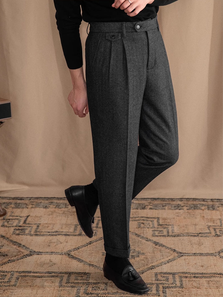 MV Retro British Herringbone Wool Trousers