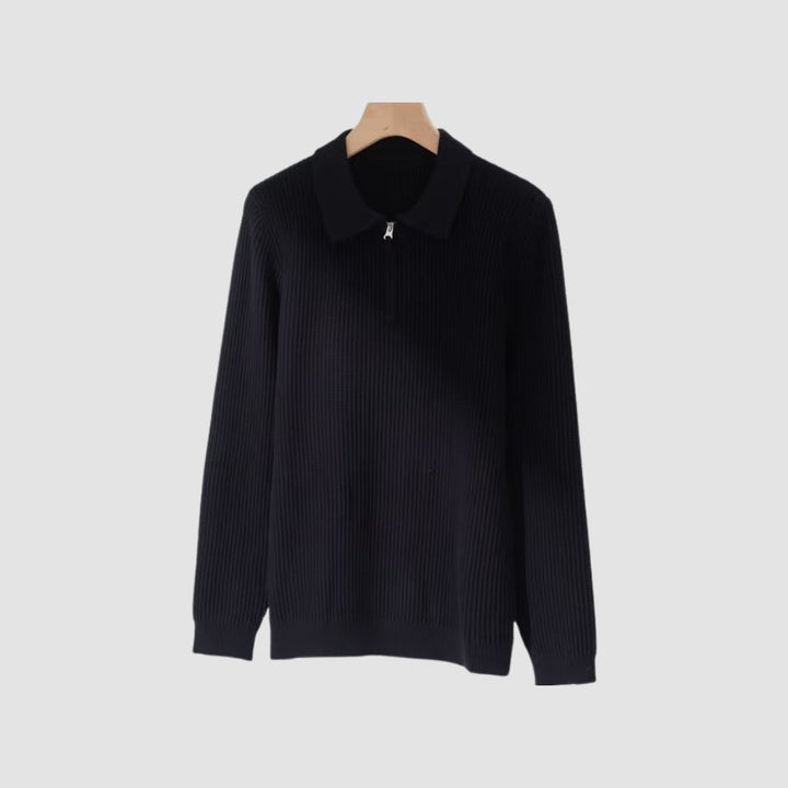 MV Solid Color Lapel Knitted Pullover Sweater