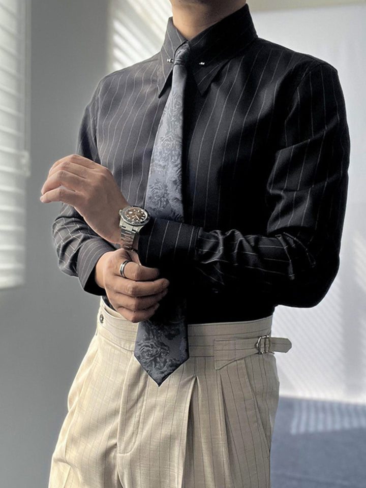 MV Anti-Wrinkle Striped Empire Collar Shirt