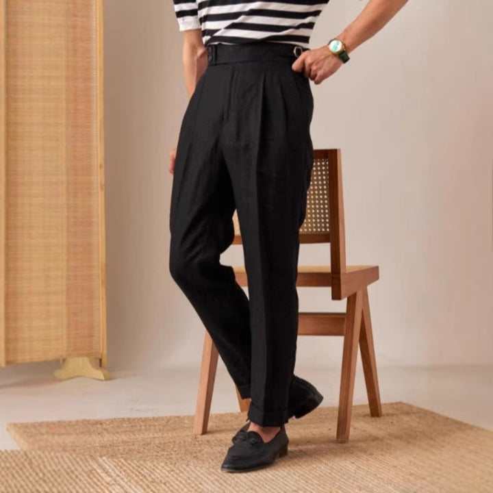 MV Stylish Italian Linen Double Pleat Trousers