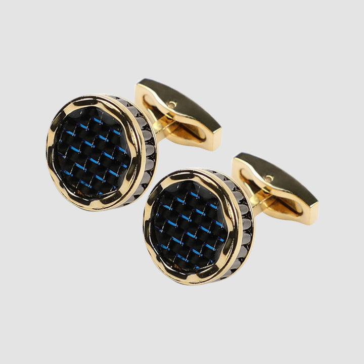 MV Carbon Fiber Gold-Plated Cufflinks