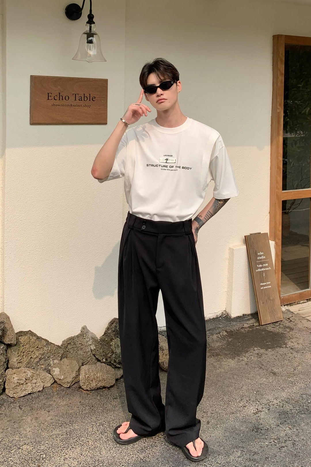 MV Pleated Drape Straight Casual Trousers