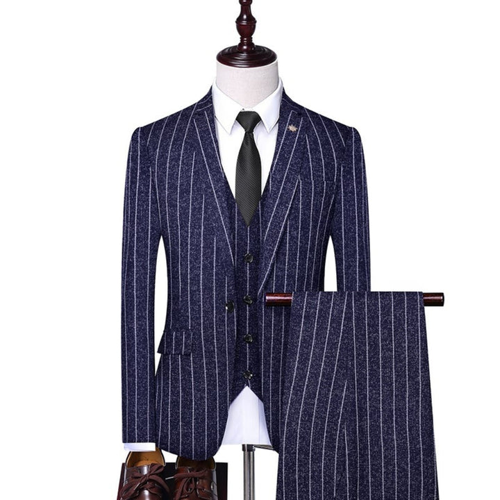 MV Slim Fit Style Striped Three-Piece Suit