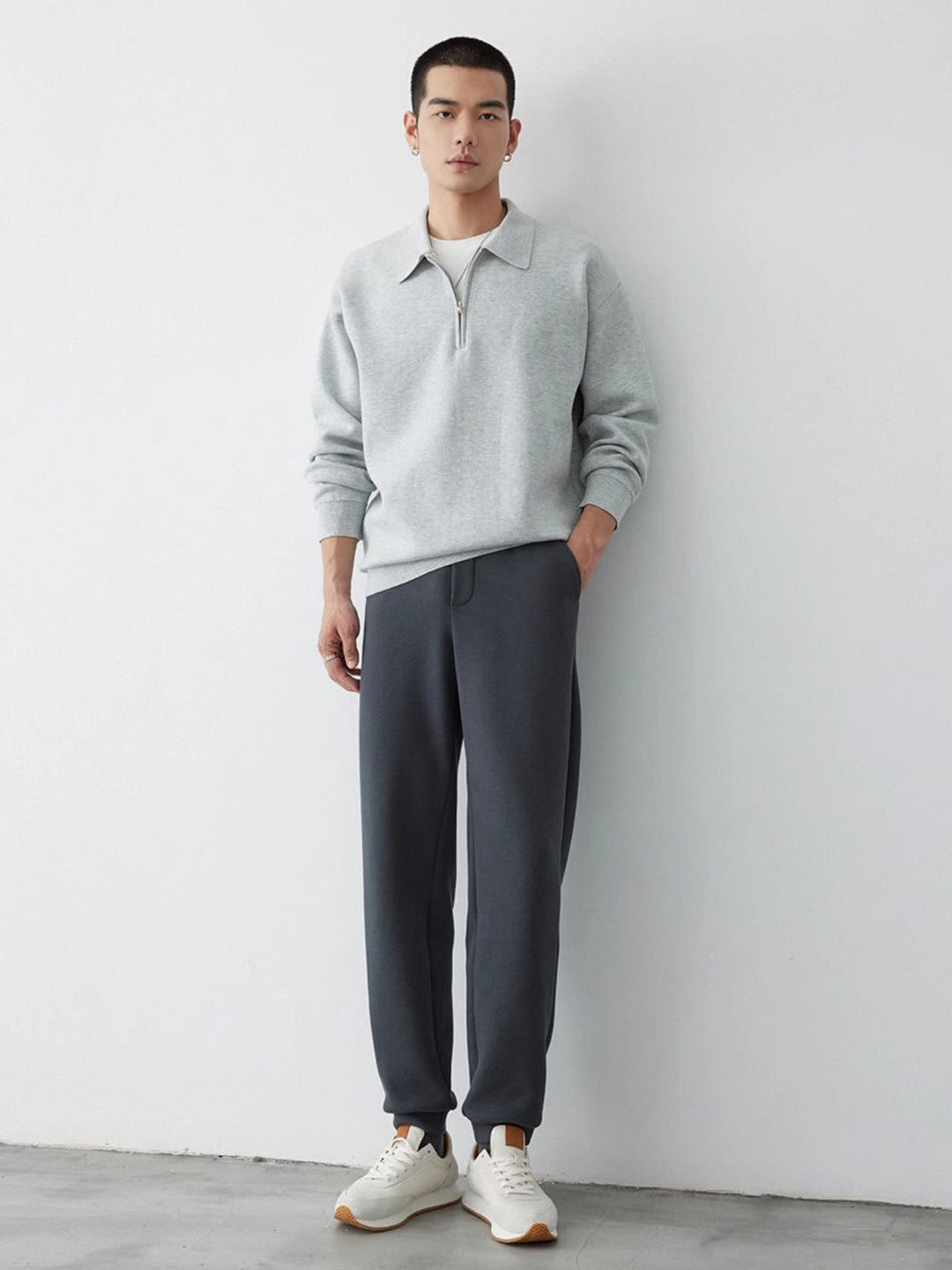 MV Casual Polo Collar Half-Zip Sweater