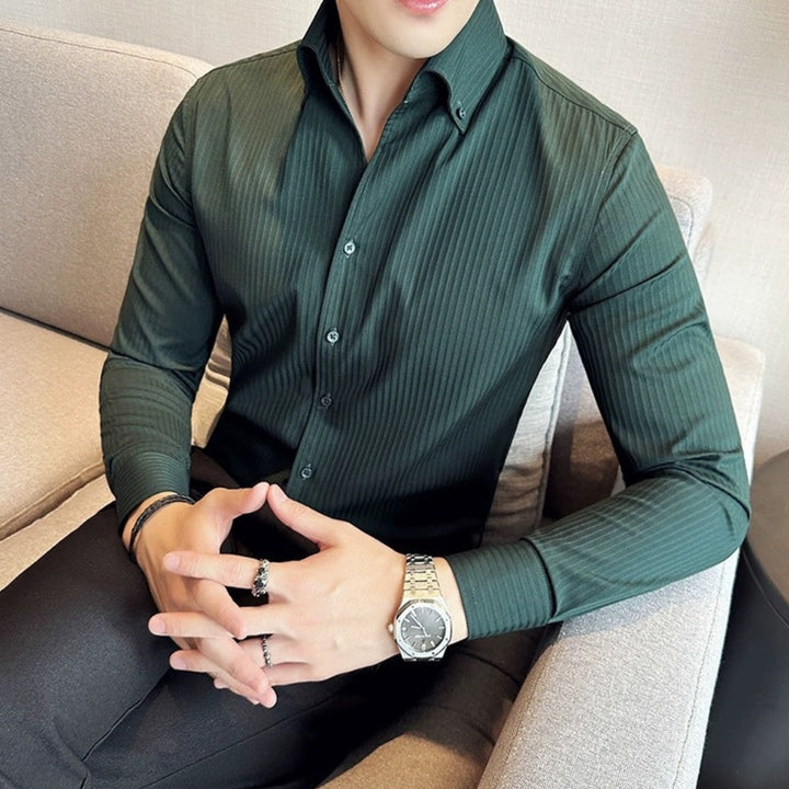 MV Non-Wrinkle Athletic Collar Striped Shirt