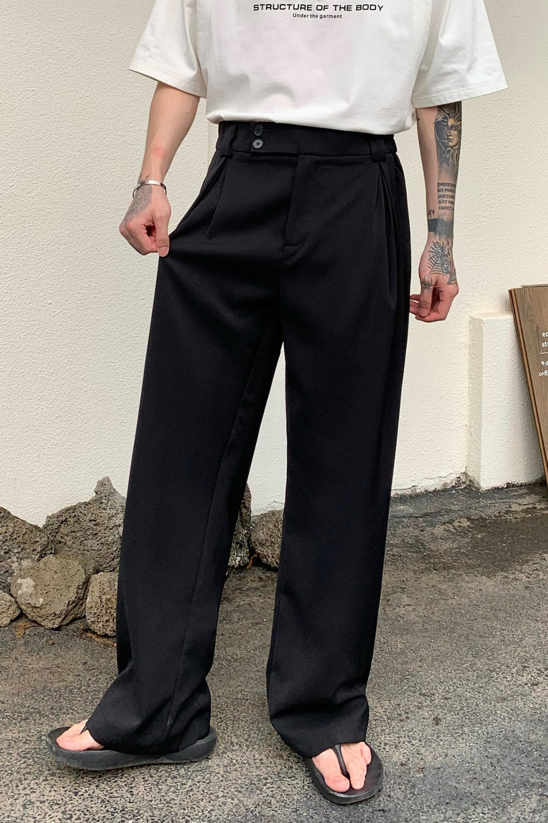 MV Pleated Drape Straight Casual Trousers