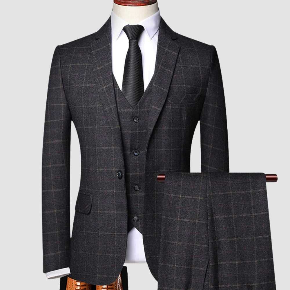 MV Classic Three-Piece Plaid Suit