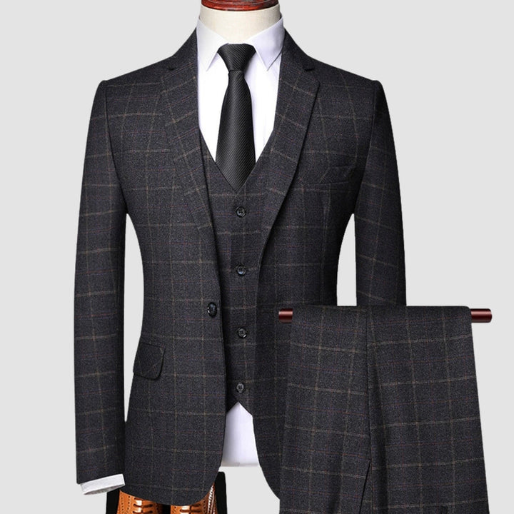 MV Classic Three-Piece Plaid Suit