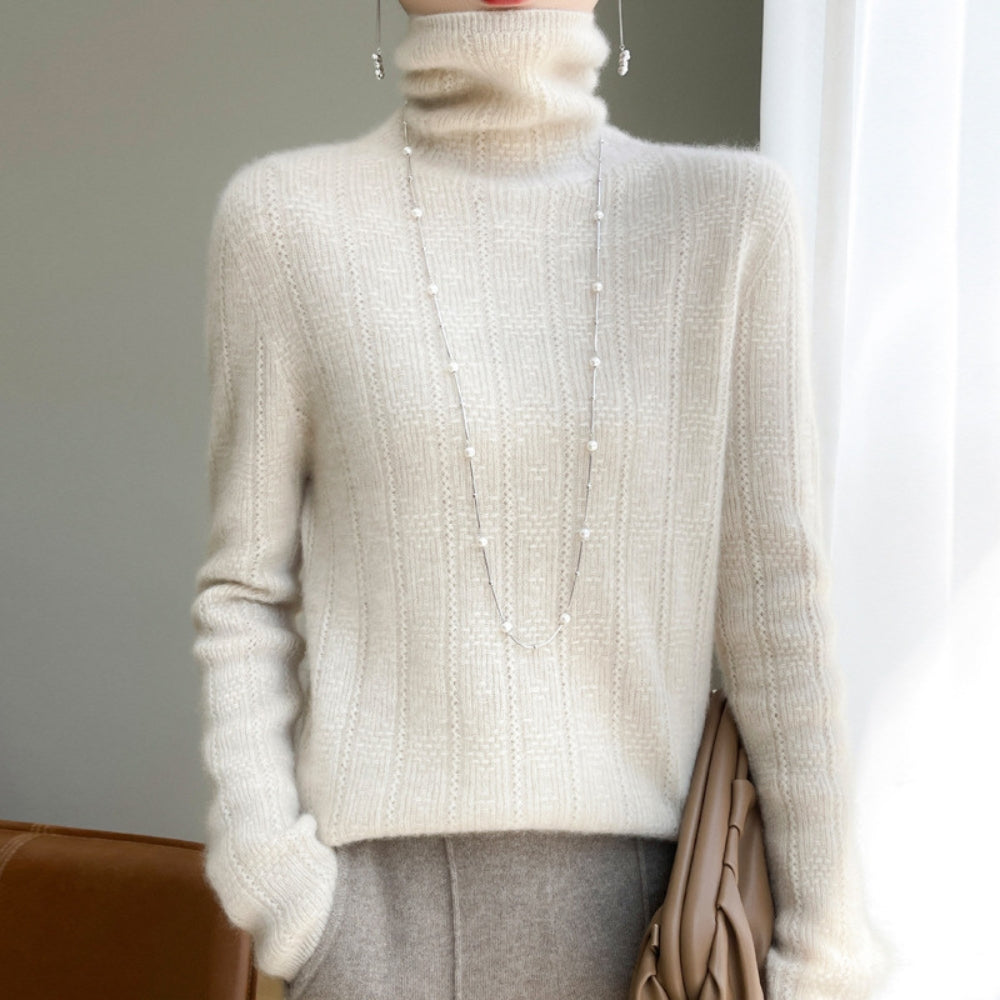 MV Pure Wool Seamless Knit Pile Collar Sweater