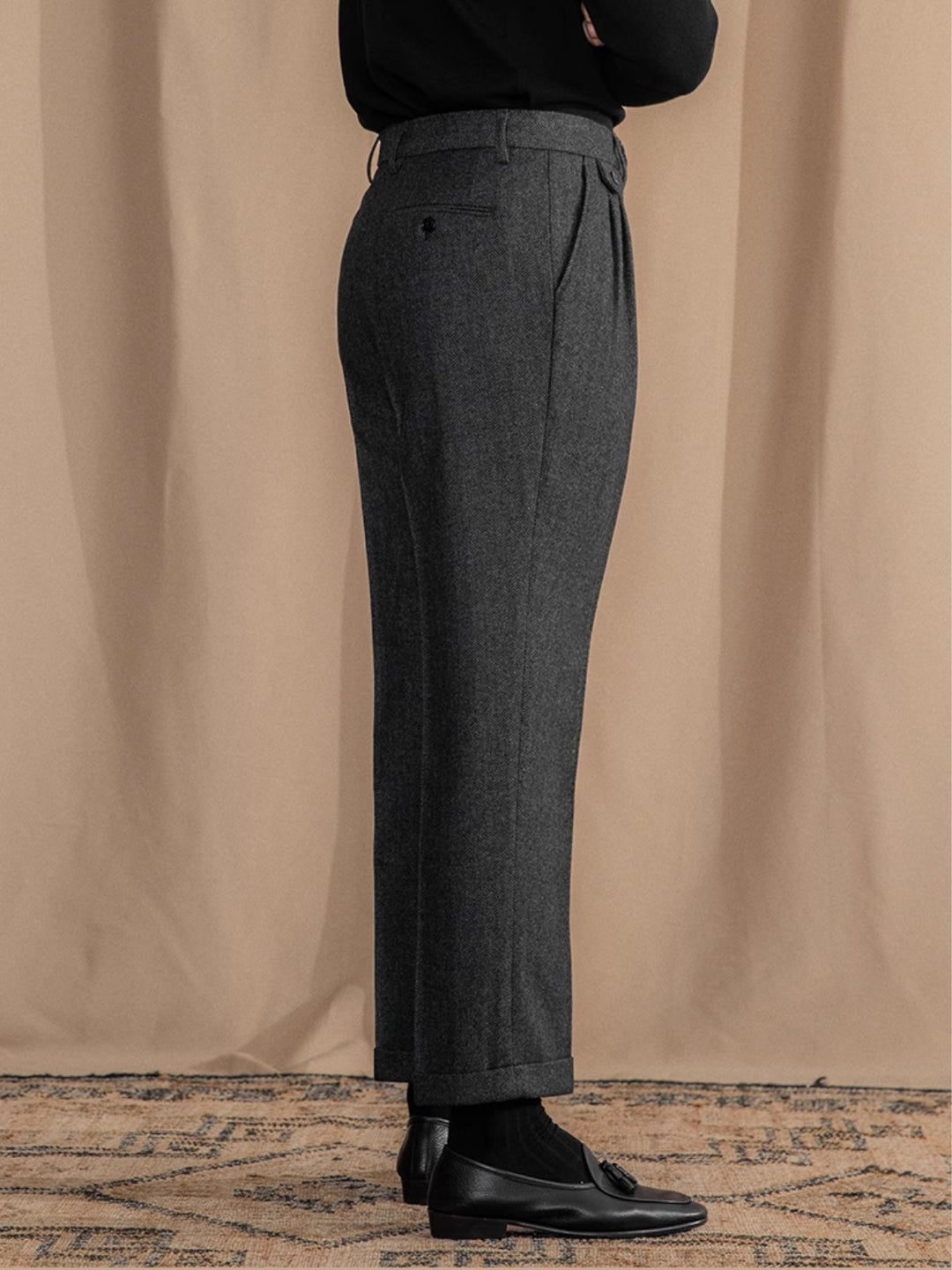 MV Retro British Herringbone Wool Trousers