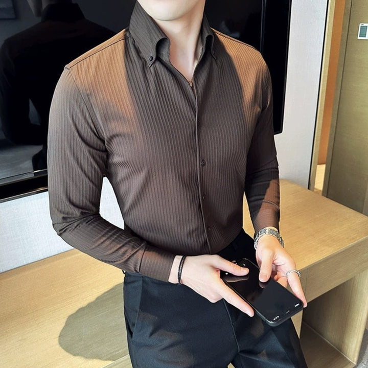 MV Non-Wrinkle Athletic Collar Striped Shirt