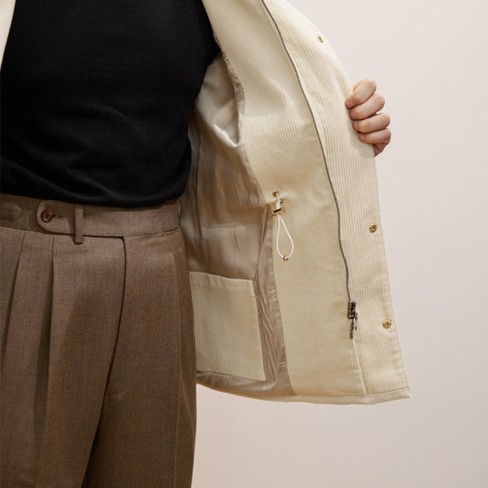 MV British Thick Windbreaker Corduroy Lapel Jacket