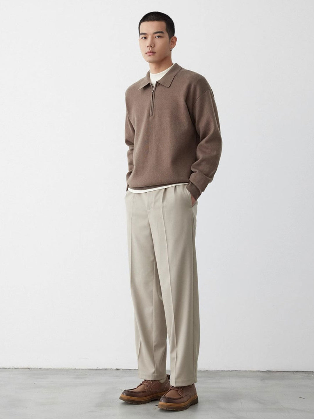 MV Casual Polo Collar Half-Zip Sweater