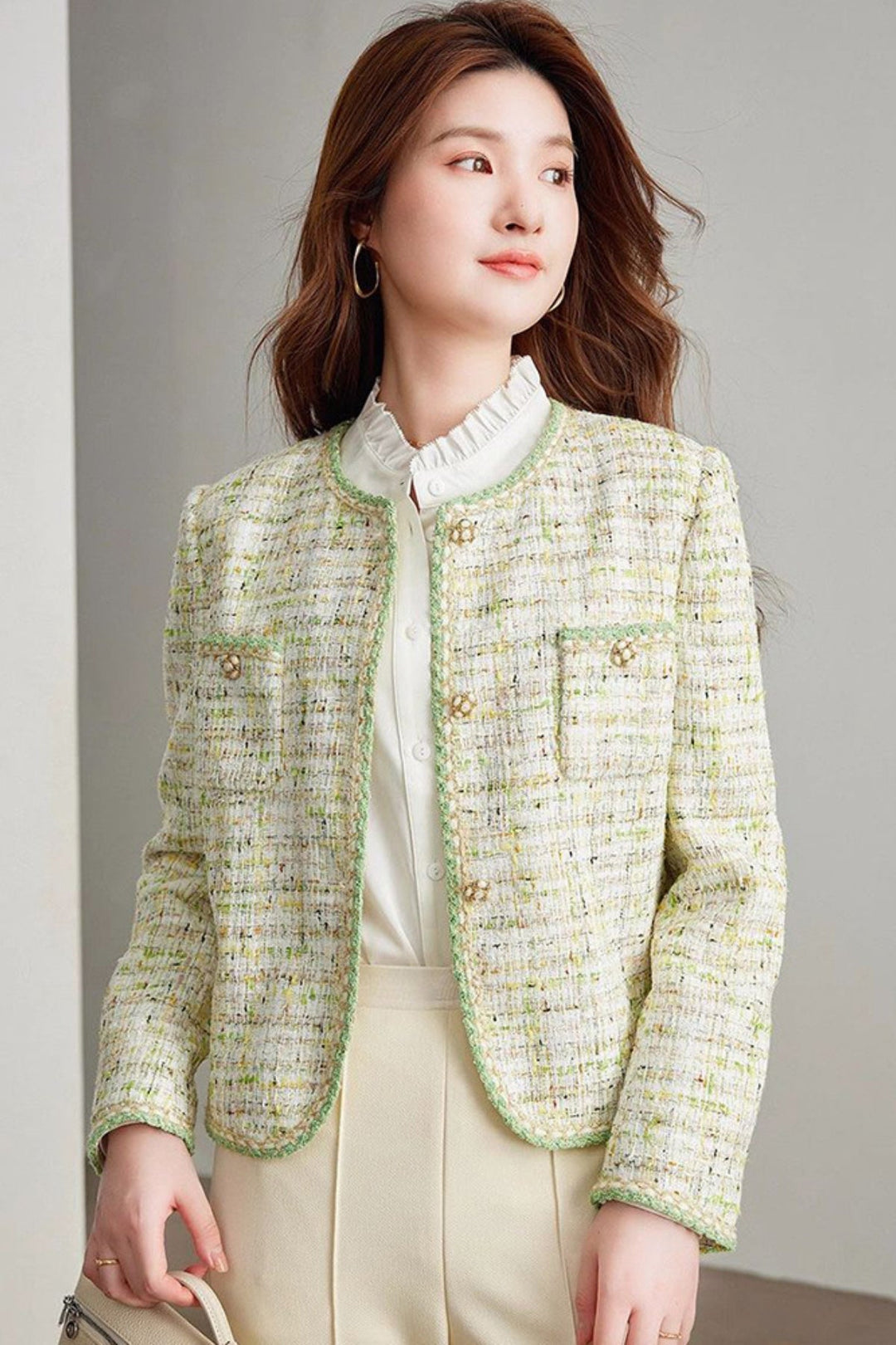 MV Green Chanel-Inspired Breathable Short Jacket