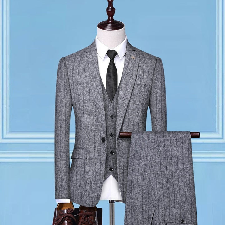 MV Slim Fit Style Striped Three-Piece Suit