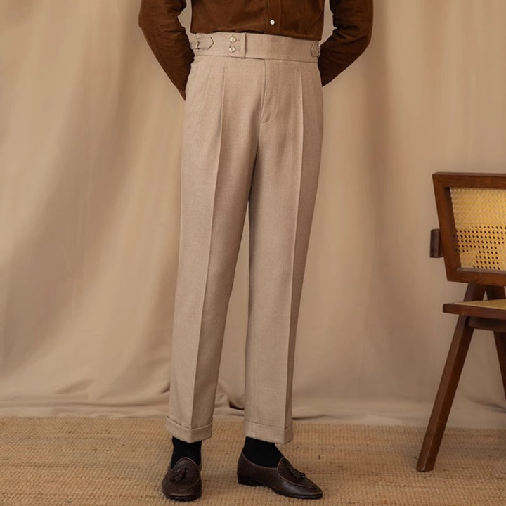 MV Adjustable Buckle High Waist Straight Suit Pants