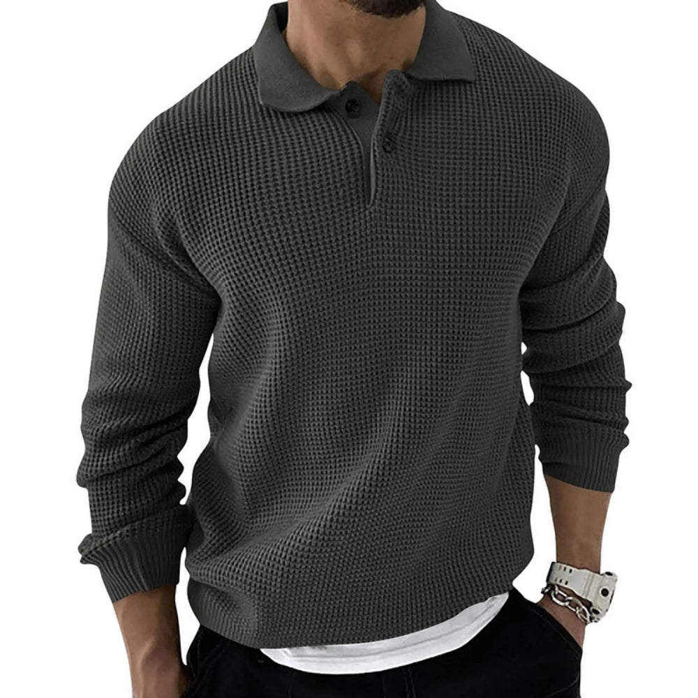 MV Slim-Fit Lapel Long-Sleeve Polo Knitted Sweater
