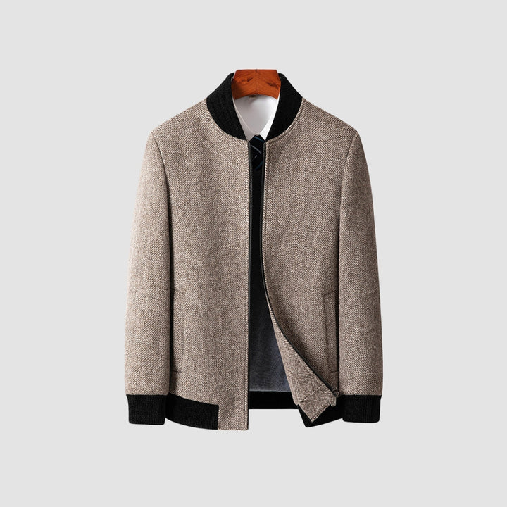 MV Stand Collar Zipper Woolen Jacket