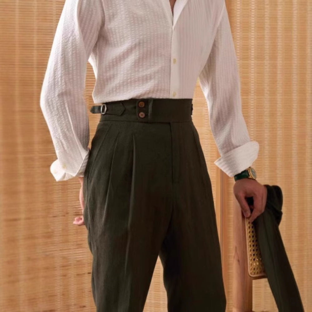 MV Stylish Italian Linen Double Pleat Trousers