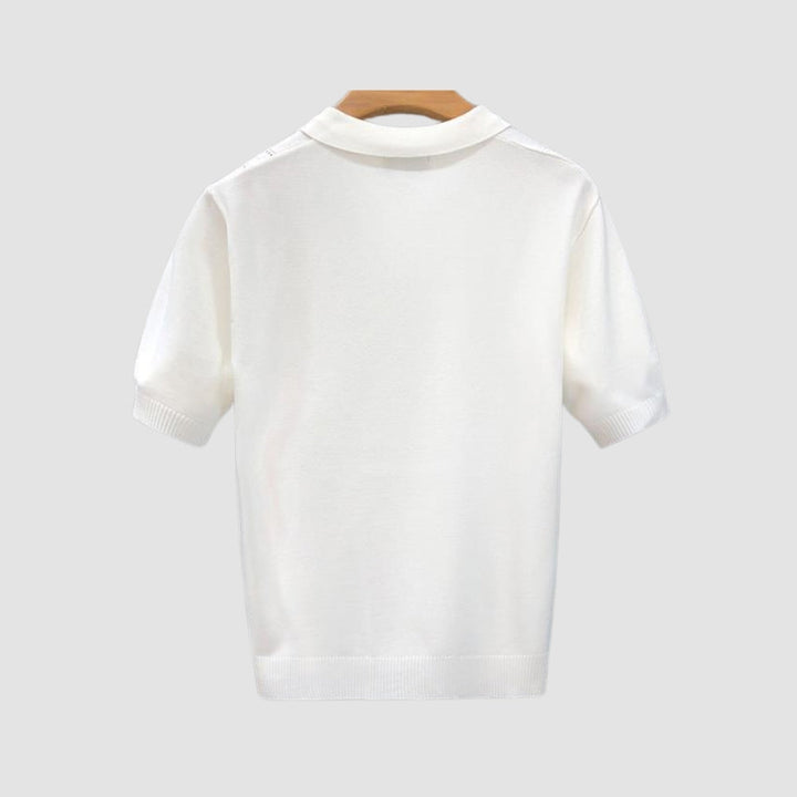 MV Lapel Ice Silk Knitted T-Shirt