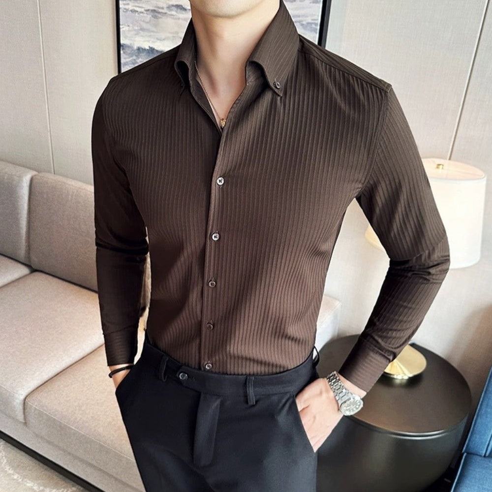 MV Non-Wrinkle Athletic Collar Striped Shirt