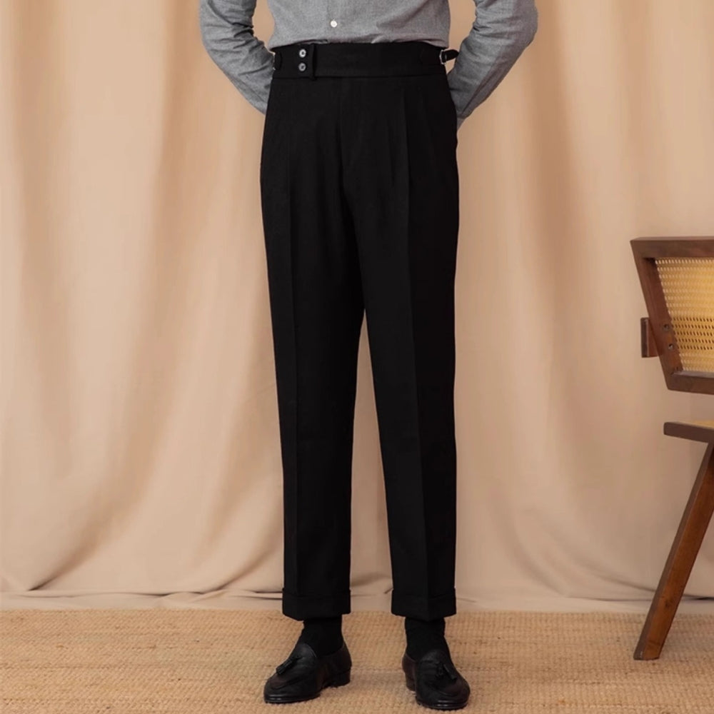 MV Adjustable Buckle High Waist Straight Suit Pants