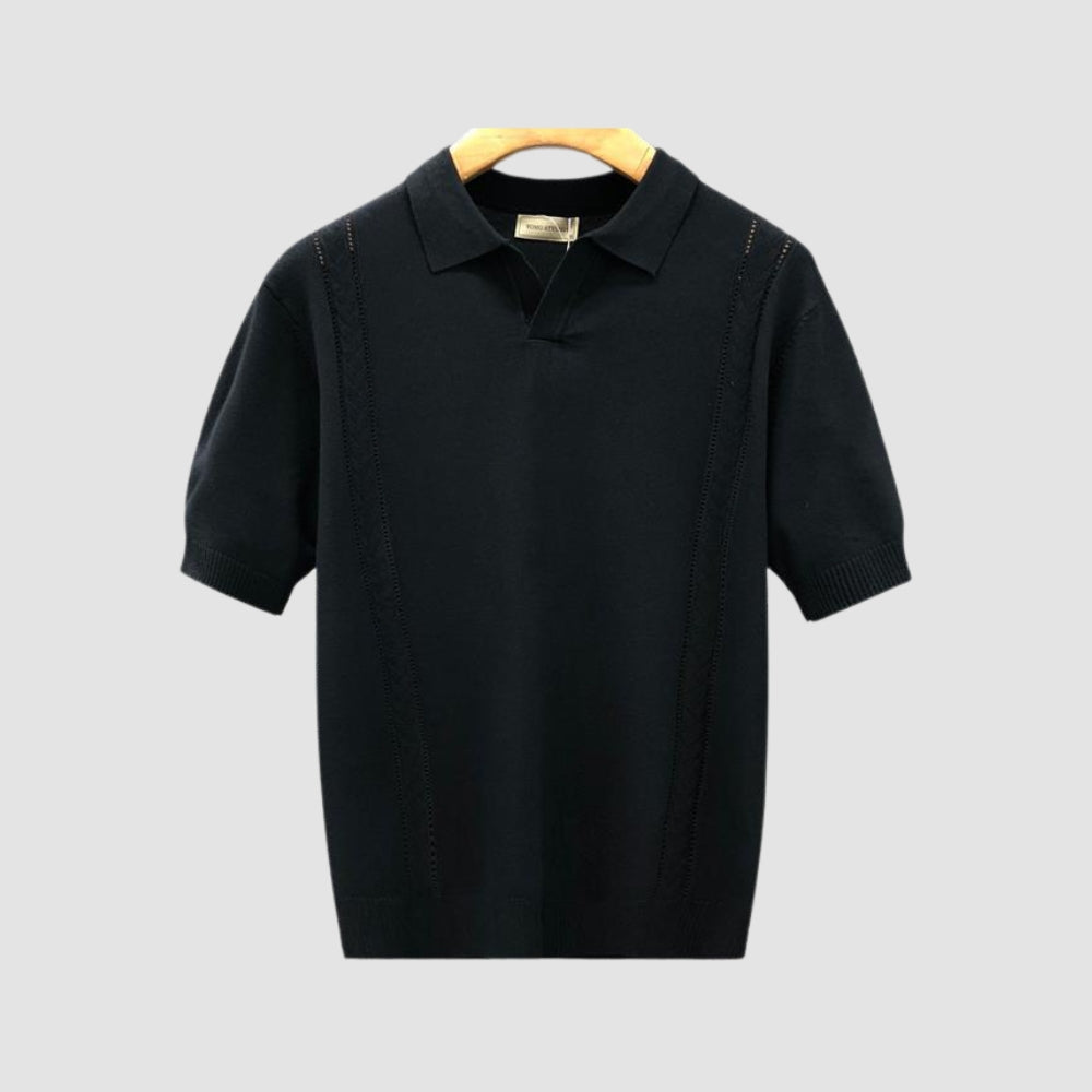 MV Lapel Ice Silk Knitted T-Shirt