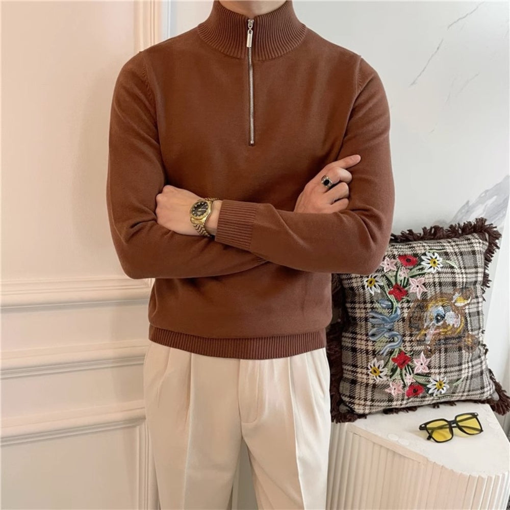 MV Half-Turtleneck Zipper Knitted Sweater