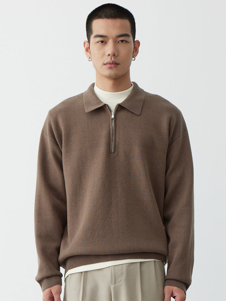 MV Casual Polo Collar Half-Zip Sweater