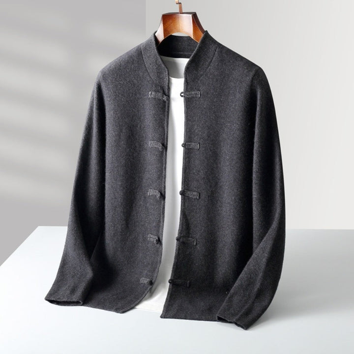 MV Chinese Style Stand-Up Collar Wool Cardigan