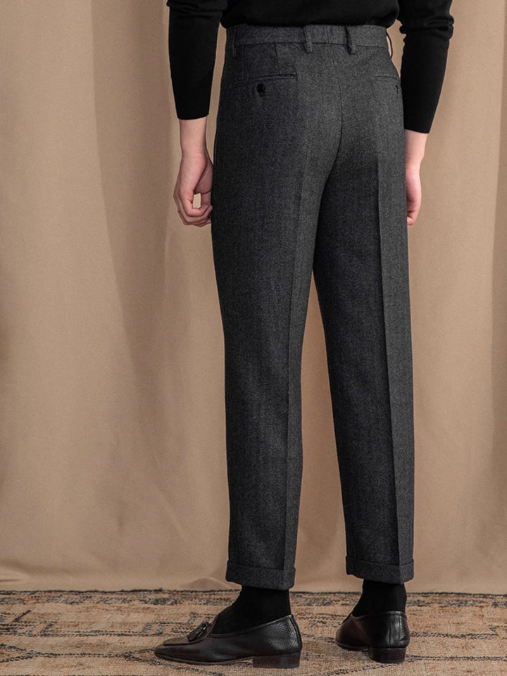 MV Retro British Herringbone Wool Trousers