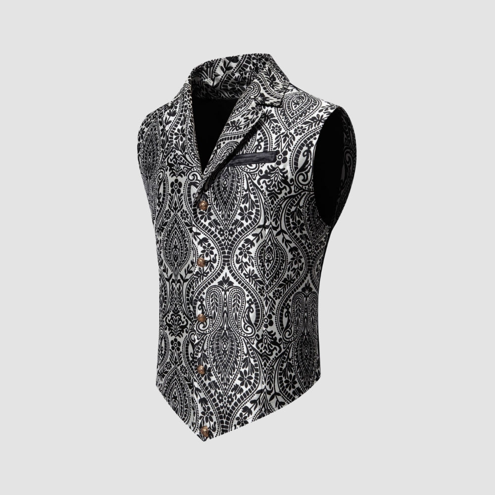MV Single-Breasted Jacquard Lapel Vest