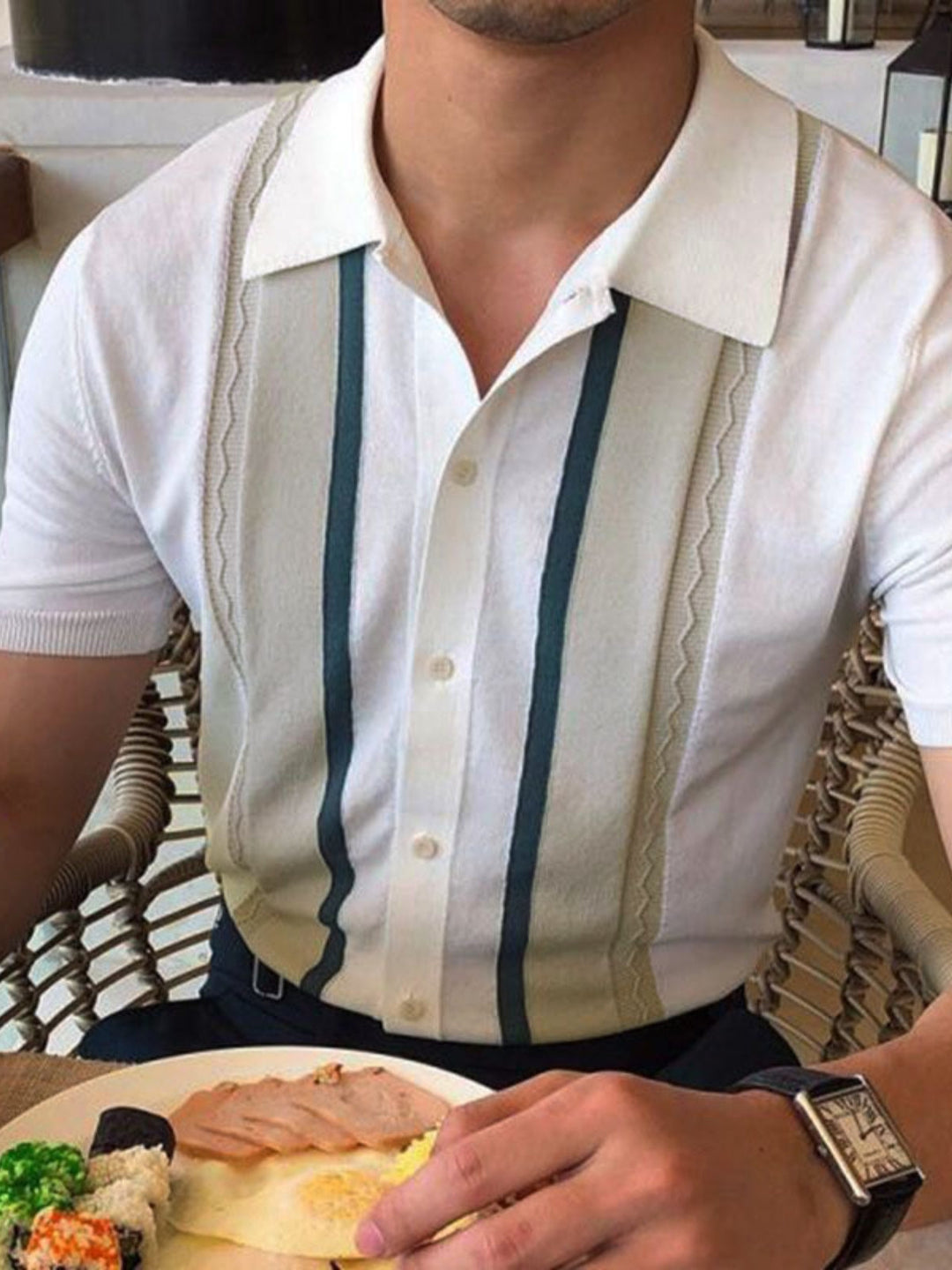 MV Knitted Casual Striped Polo Shirt