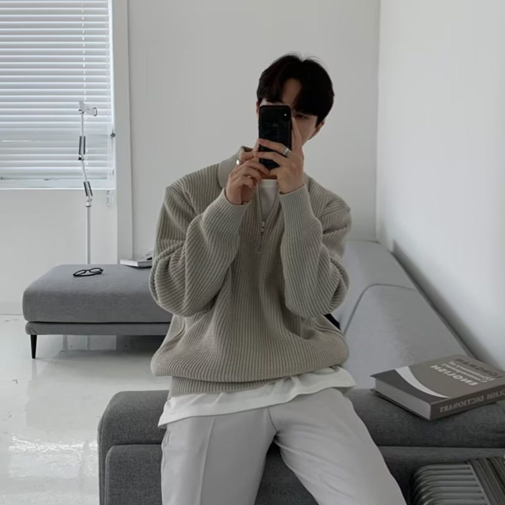 MV Casual Loose Half-Zip Sweater