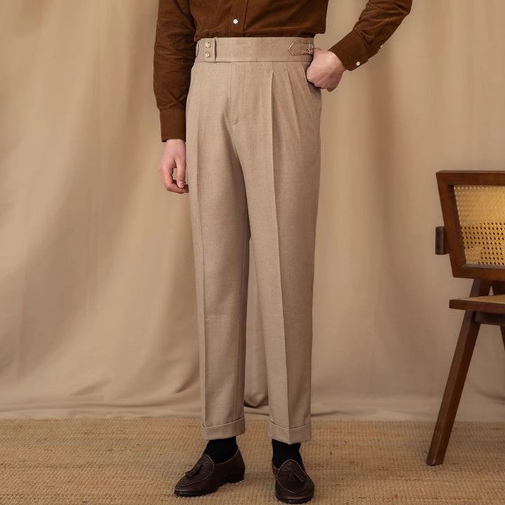 MV Adjustable Buckle High Waist Straight Suit Pants