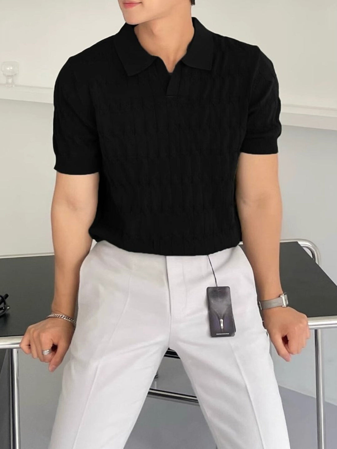 MV Slim-Fit Knitted Polo T-Shirt