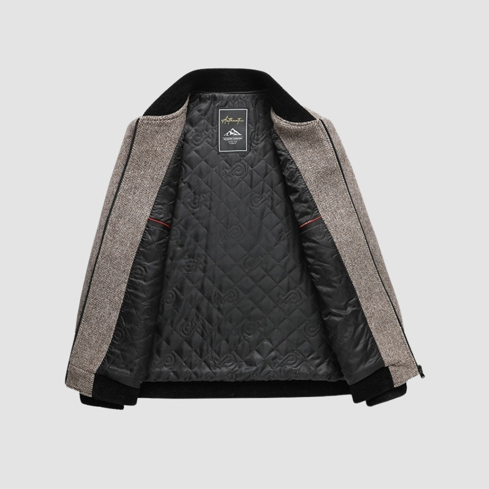 MV Stand Collar Zipper Woolen Jacket