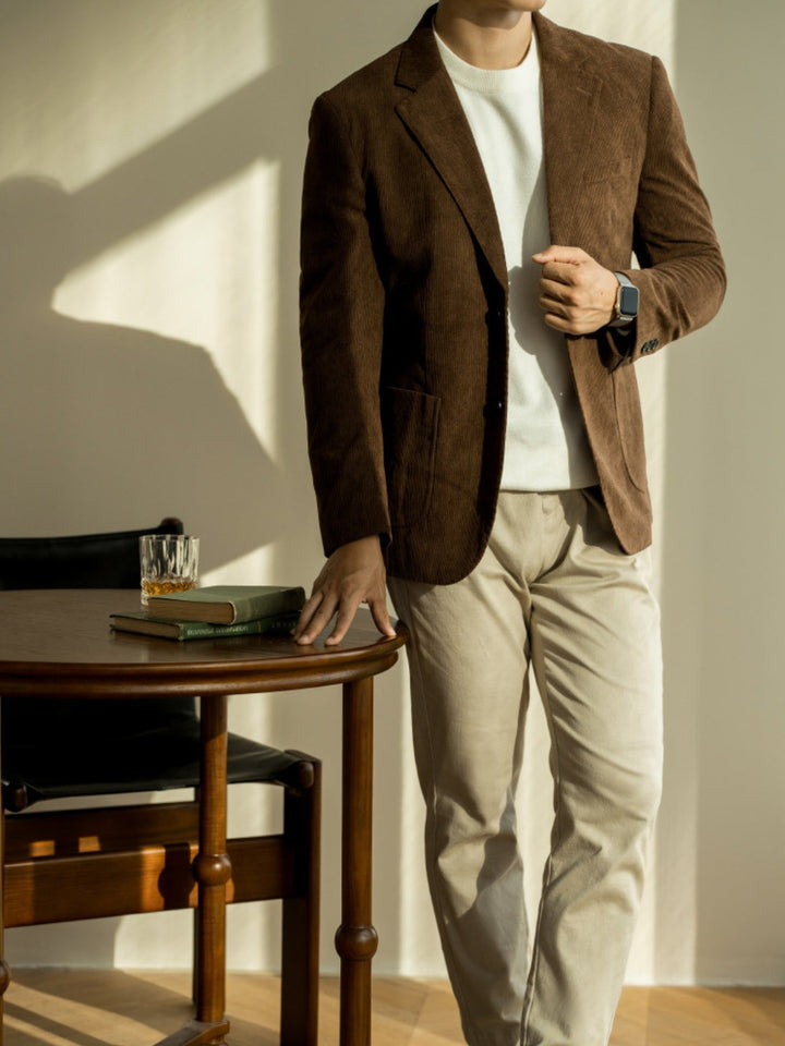 MV Corduroy Slim Fit Casual Suit Jacket