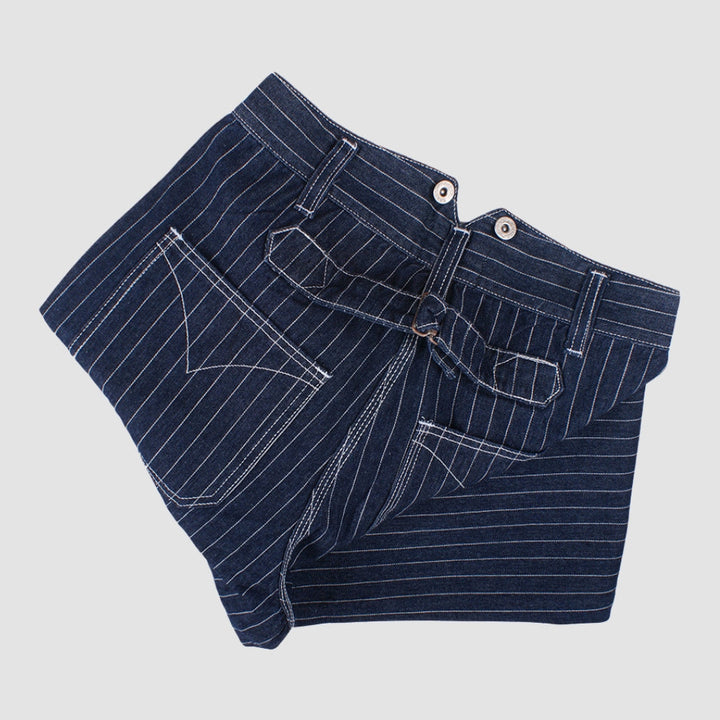 MV Wide-Leg Striped Railway Jeans Pants