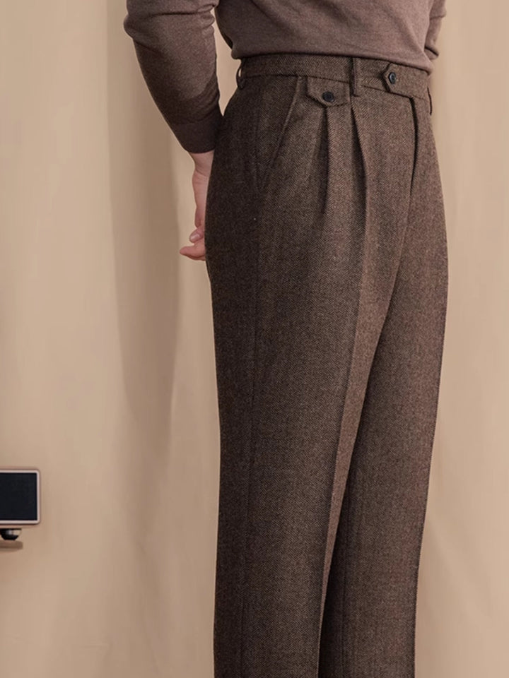MV Retro British Herringbone Wool Trousers