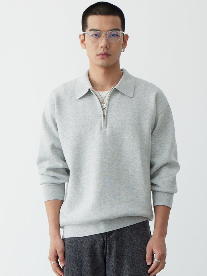 MV Casual Polo Collar Half-Zip Sweater