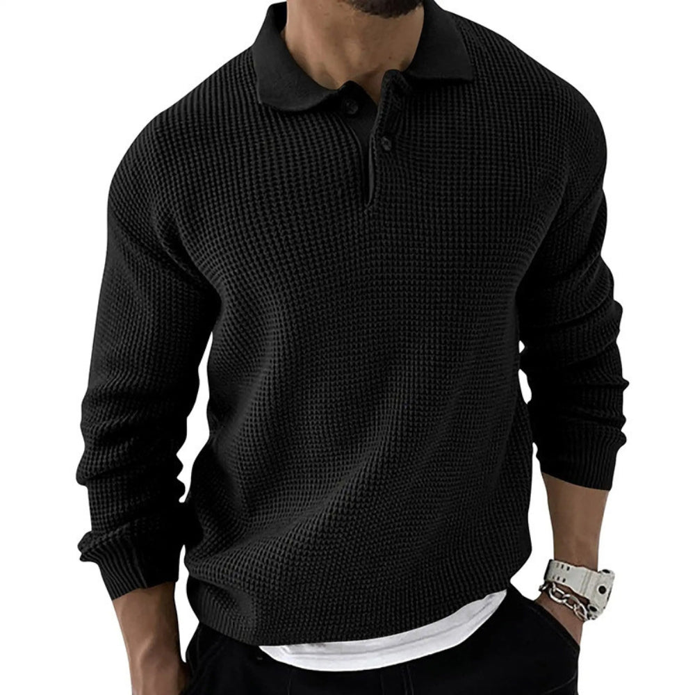 MV Slim-Fit Lapel Long-Sleeve Polo Knitted Sweater