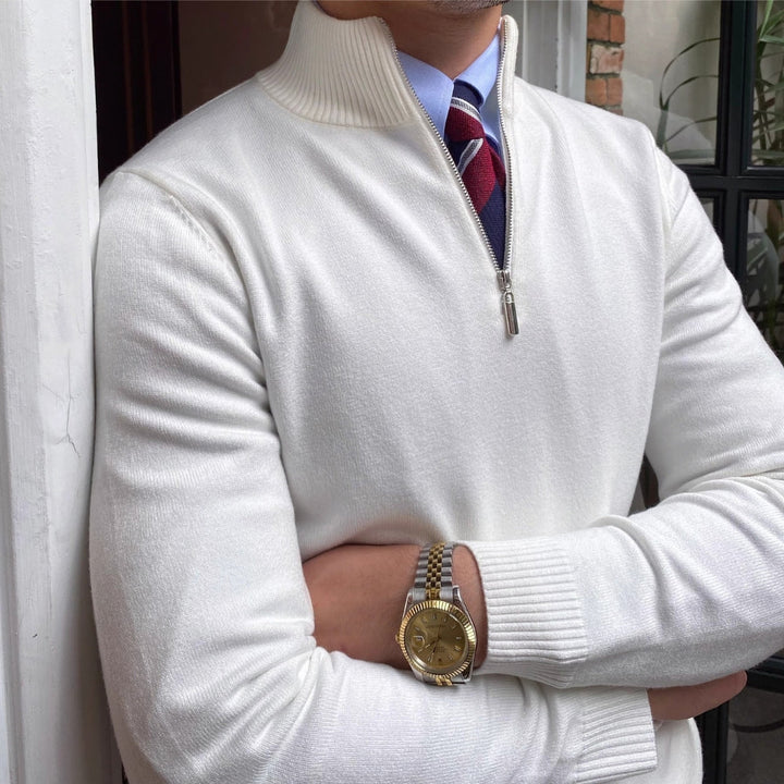 MV Stand Collar Half-Zipper Knitted Sweater